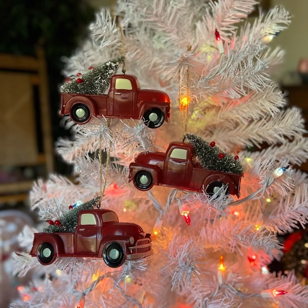 ❤️ 3x Red Truck Christmas Tree Ornaments‼️FINAL